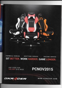An ad in PC Gamer selling high-end gaming chairs.